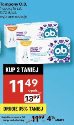 Tampony O.B. 1 opak./16 szt. wybrane rodzaje promocja w Delikatesy Centrum