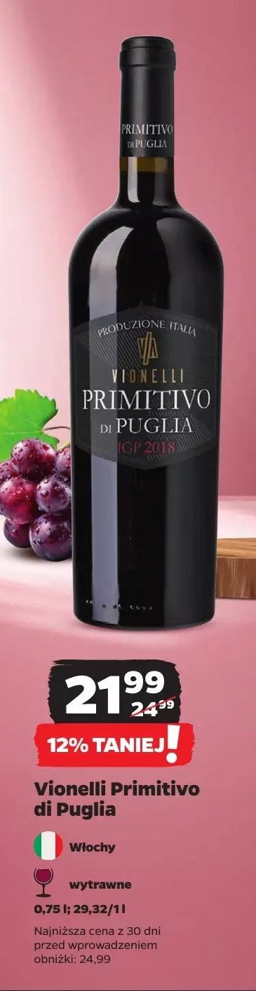 Wino Vionelli primitivo di puglia promocja w Netto