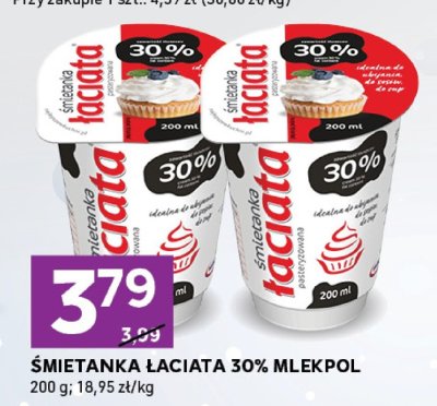 Śmietanka Łaciata 30% mlekpol promocja w Stokrotka