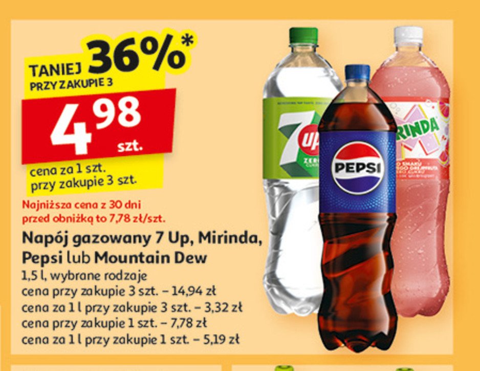 Napój pink grapefruit MIRINDA FREE promocja w Auchan