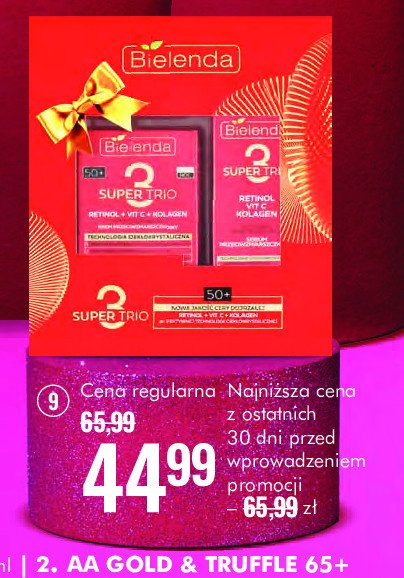 Zestaw w pudełku: krem do twarzy 50 ml + serum na noc 30 ml Bielenda super trio promocja w Super-Pharm