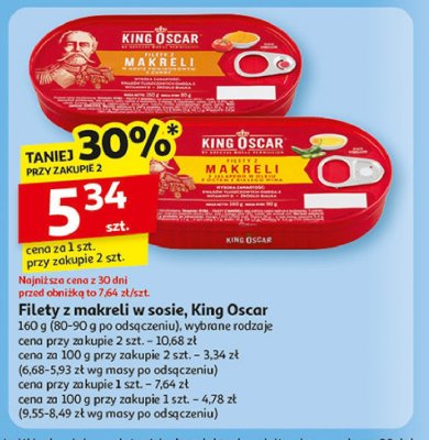 Filety z makreli w sosie pomidorowym z curry King oscar promocja