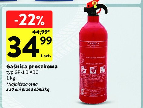 Gasnica proszkowa 1 kg abc promocja w Intermarche