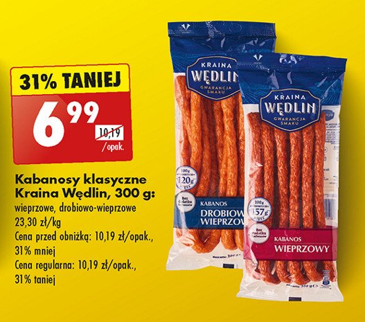 Kabanosy klasyczne wieprzowe Kraina wędlin promocja w Biedronka