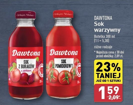 Sok z buraków z jabłkiem Dawtona promocja