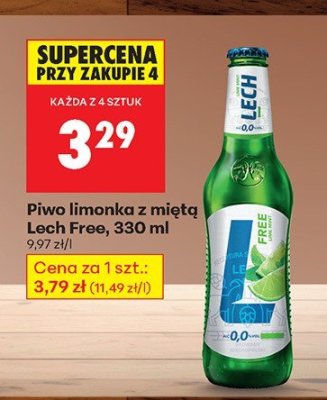 Piwo limonka z miętą Lech Free 330 ml promocja w Biedronka