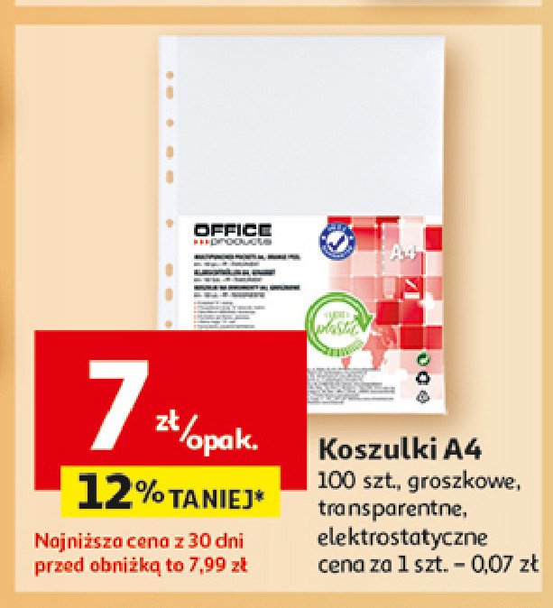 Koszulka a4 groszkowa Office products promocja w Auchan