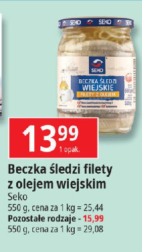 Beczka śledzi filety z suszonymi ziołami Seko promocja