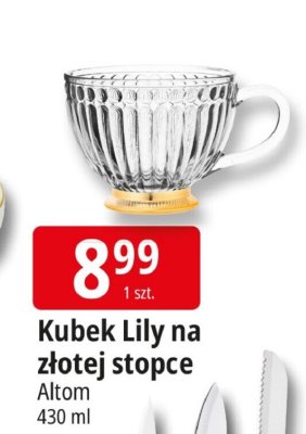 Kubek Lily na złotej stopce Altom promocja w Leclerc