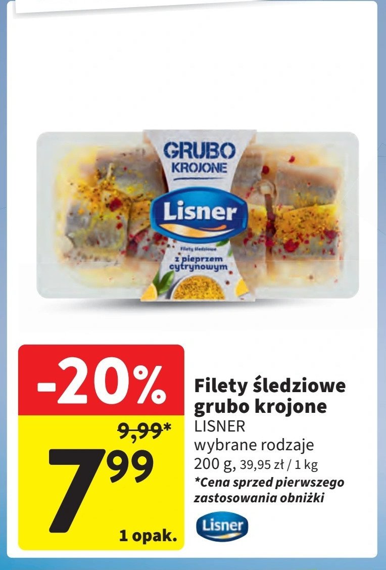 Filety śledziowe grubo krojone z pieprzem cytrynowym Lisner promocja