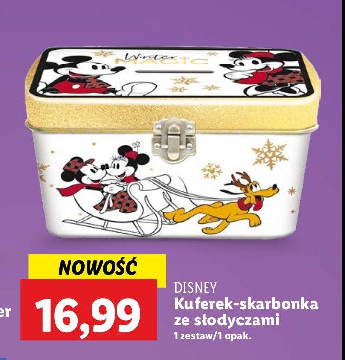 Kuferek-skarbonka ze słodyczami Disney promocja