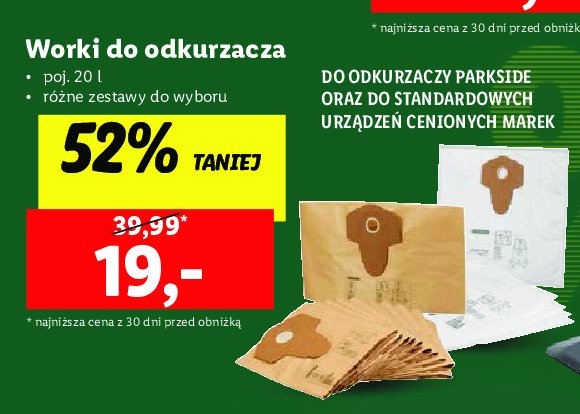 Worki do odkurzacza papierowe Parkside promocja
