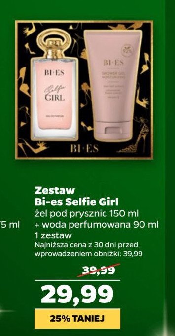 Zestaw w pudełku: żel pod prysznic + woda toaletowa Bi-es selfie girl promocja w Netto