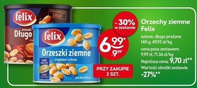 Orzechy ziemne Felix solone, długo prażone 140 g promocja w Żabka
