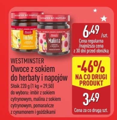 Owoce z sokiem do herbaty i napojów  malina z sokiem cytrynowym promocja w Aldi