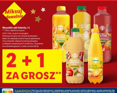 Sok Solevita 100% tłoczone z jabłek promocja w Lidl