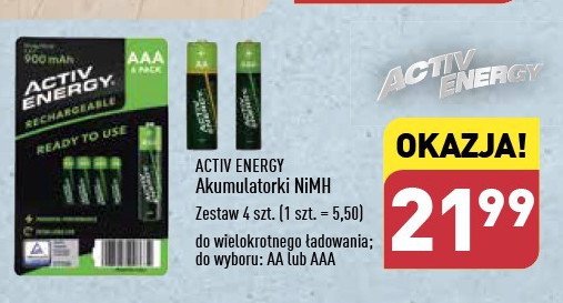 Akumulatorki aa Activ energy promocja w Aldi
