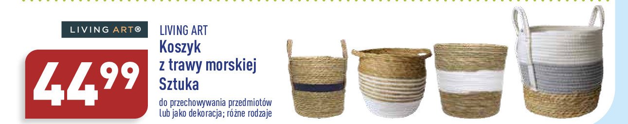 Koszyk z trawy morskiej 39 x 27 cm Living art promocja