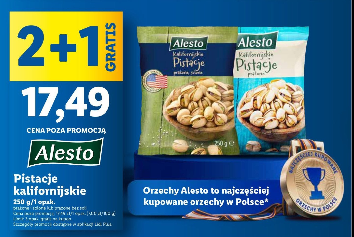 Pistacje kalifornijskie bez soli Alesto promocja