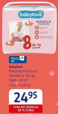 Pieluszki Premium babylove, rozmiar 8, 18+ kg promocja w Drogerie DM