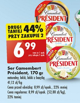 Ser camembert lekki z bazylią President promocja