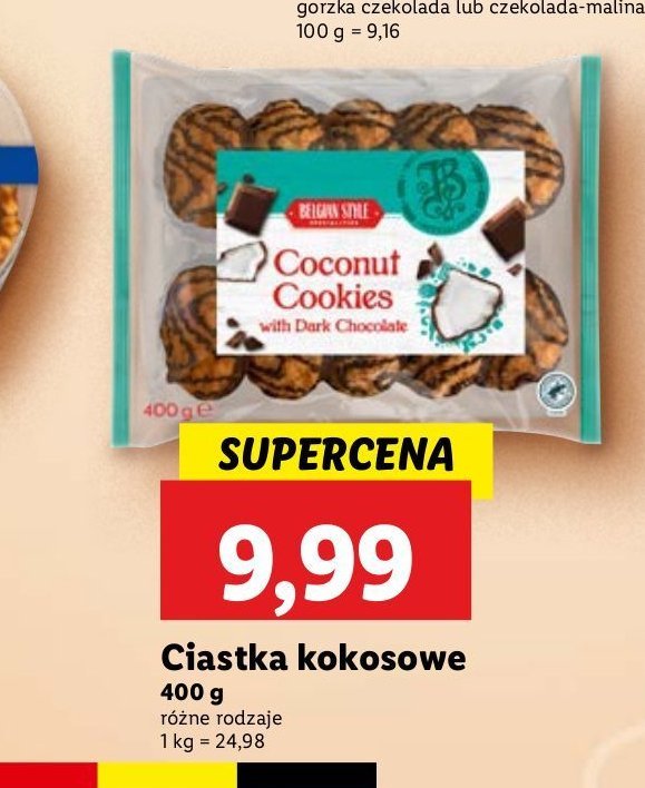 Ciastka kokosowe z ciemną czekoladą Belgian style promocja