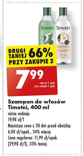 Szampon do włosów świeżość i czystość Timotei promocja w Biedronka