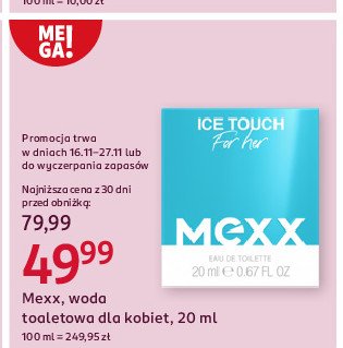 Woda toaletowa Mexx ice touch women promocja w Rossmann