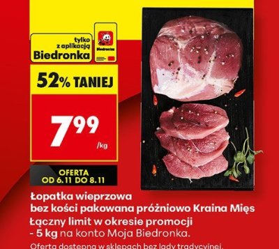 Łopatka wieprzowa bez kości pakowana próżniowo  promocja w Biedronka