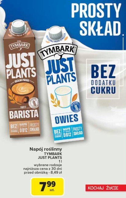 Napój owsiany TYMBARK JUST PLANTS promocja w Carrefour