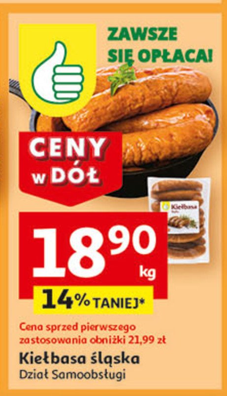 Kiełbasa ślaska Podniesiony kciuk promocja w Auchan