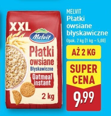 Płatki owsiane błyskawiczne Melvit promocja w Aldi