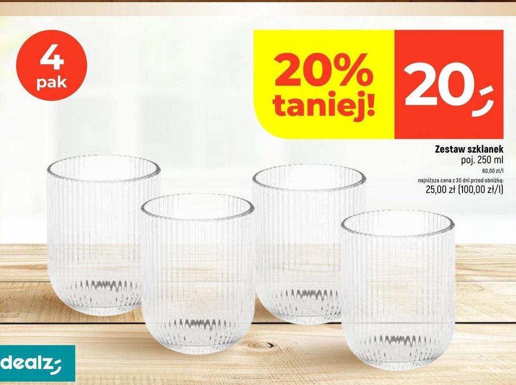 Szklanka 250 ml promocja w Dealz