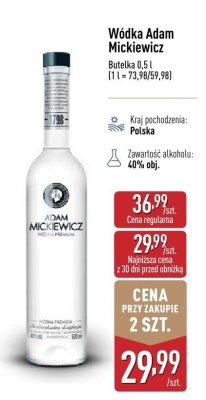 Wódka 0,5 l Adam Mickiewicz promocja w Aldi