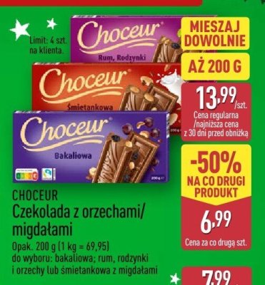 Czekolada z orzechami/migdałami CHOCEUR promocja w Aldi