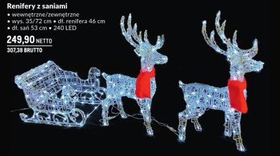 Dekoracja świąteczna Renifery z saniami wewnętrzne/zewnętrzne promocja w Makro