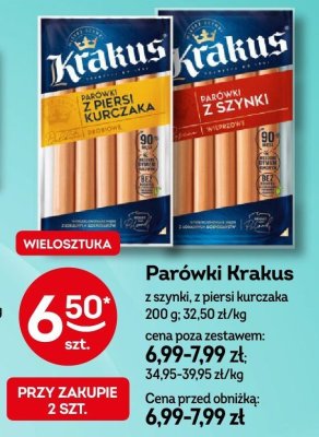Parówki Krakus z szynki, z piersi kurczaka promocja w Żabka