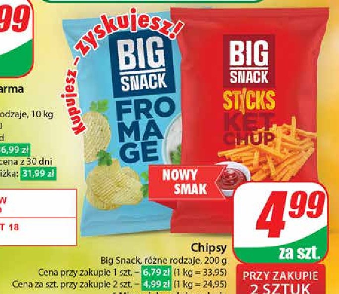 Chipsy sticks ketchup Big snack promocja