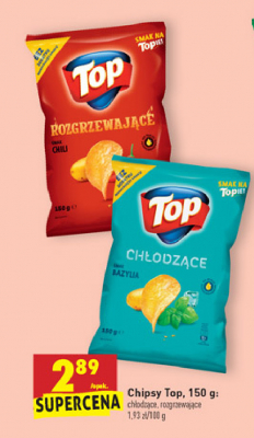 Chipsy chłodzące o samku bazylii Top chips Top (biedronka) promocja
