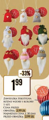 Zawieszka tekstylna, różne wzory i kolory promocja w Dino