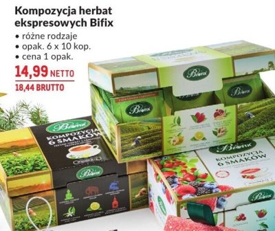 Kompozycja herbat ekspresowych Bifix różne rodzaje promocja w Makro