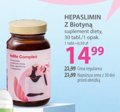 HEPASLIMIN Z Biotyną suplement diety 30 tabl/1 opak promocja w Hebe