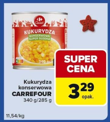 Kukurydza konserwowa CARREFOUR 340 g/285 g promocja w Carrefour Express