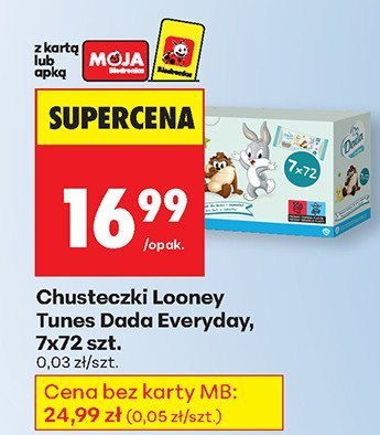 Chusteczki Looney Tunes Dada Everyday, 4x72 promocja w Biedronka