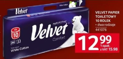 Papier toaletowy Velvet 10 rolek promocja w Selgros