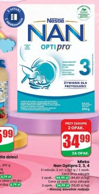 Mleko Nan Optipro 2, 3, 4, 3 rodzaje, 2 szt. x 325 g / 1 opak. promocja w Dino