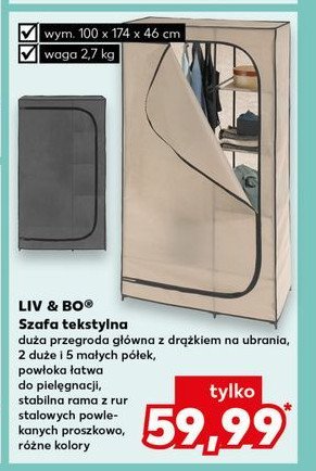 Szafa tekstylna 100 x 174 x 46 cm Liv & bo promocja