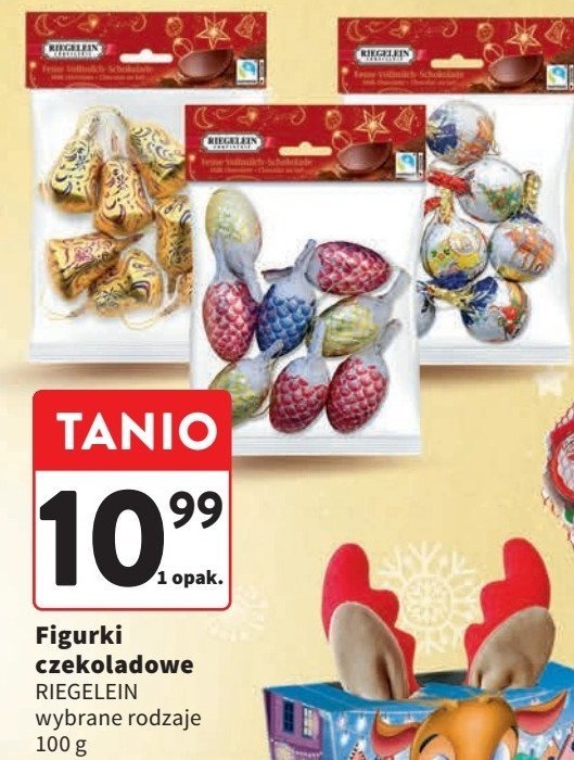 Świąteczne zawieszki czekoladowe szyszki Riegelein promocja w Intermarche