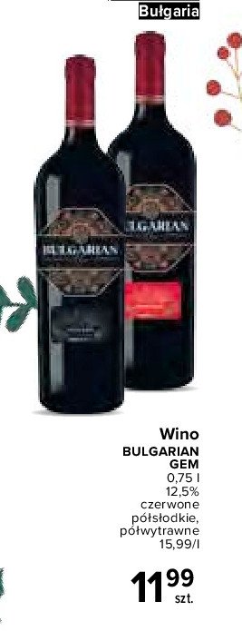 Wino Bulgarian gem semi dry promocja
