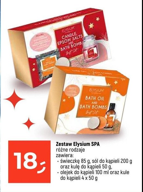 Zestaw w pudłku: sól do kąpieli 200 g + świeczka 85 g + kula do kąpieli 50 g Elysium spa promocja w Dealz